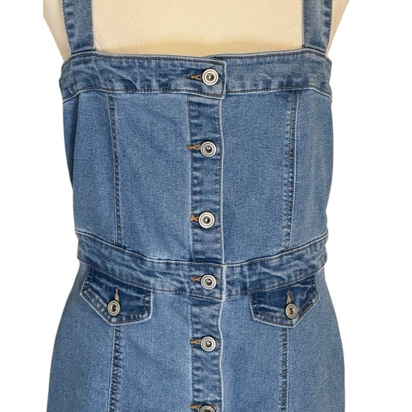 Denim Button Down Blue Jeans Midi Dress Vintage Vibes Stretchy Size M‎ Pockets - Picture 4 of 7